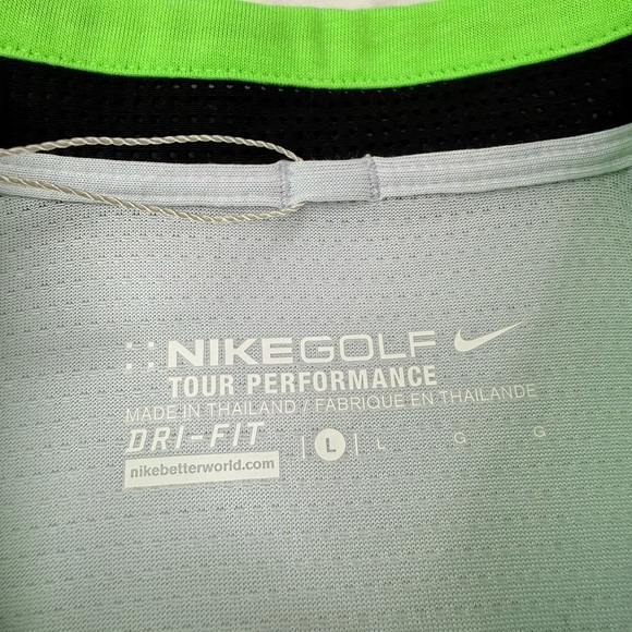 NWT Nike Golf Tour Performance Dri-Fit Polo Shirt Gray Green Trim United Large - Picture 4 of 14
